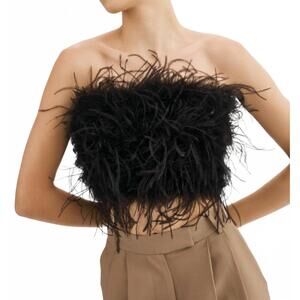 NEW LAMARQUE zaina feather bustier top in black